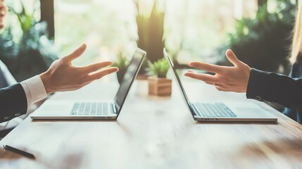 Conference call screen showing split opinions among team members, visualizing the complexity of reaching a business decision