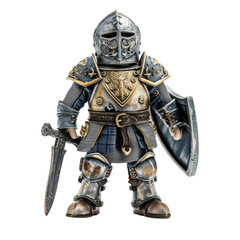 Fototapeta premium A detailed knight figurine showcasing intricate armor, ready for battle with sword and shield.