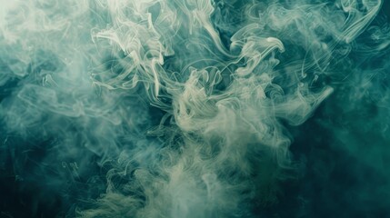 Obraz premium Ethereal smoke formations swirl and blend seamlessly in a mesmerizing display of motion and fluidity against a calming teal backdrop.