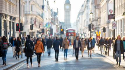 people walking in the street, blurry 