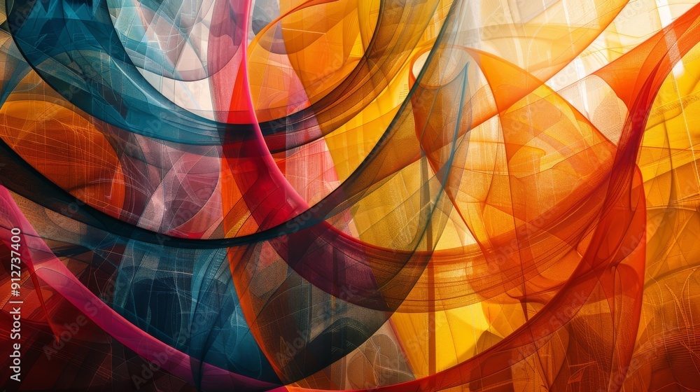 Poster colorful overlapping transparent layers with intricate illustrating the concept