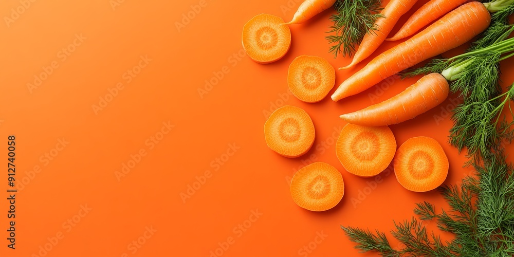 Canvas Prints orange background with carrot and dill