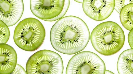 Fototapeta premium Seamless kiwi fruit cut slice pattern background