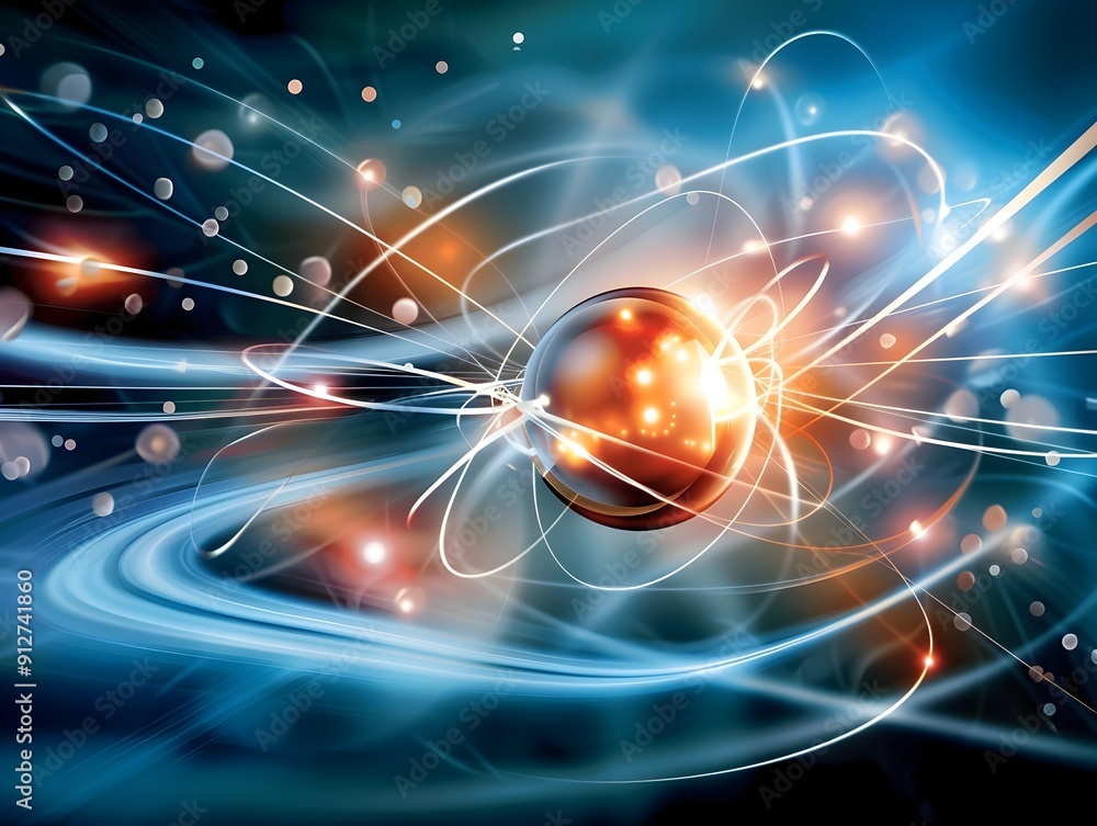 Poster abstract sphere with lines and light.