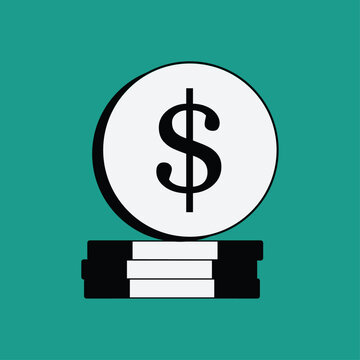 Money coin icon illustation vector for finance posters and flyers, in Dollars USA