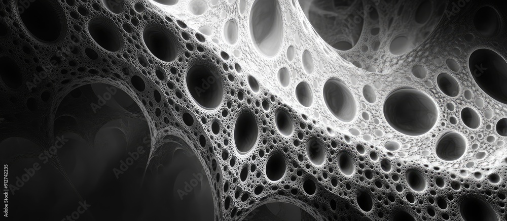 Poster monochrome digital abstract fractal background created using computer technology