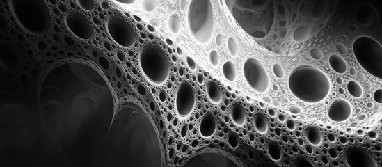 Monochrome digital abstract fractal background created using computer technology