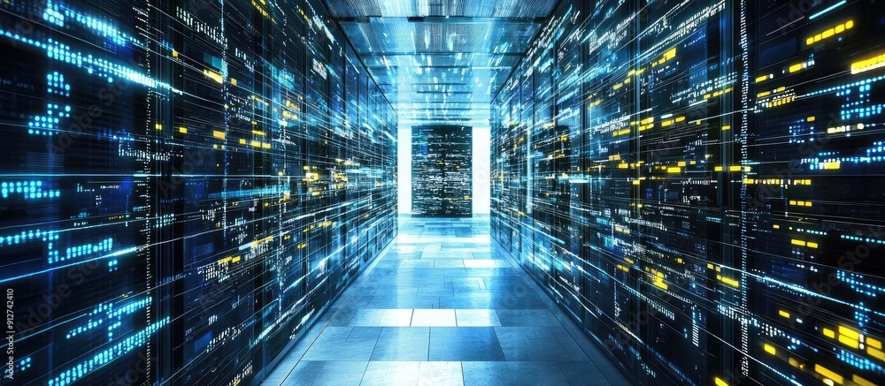Poster digital technology data compression cloud transfer and information storage