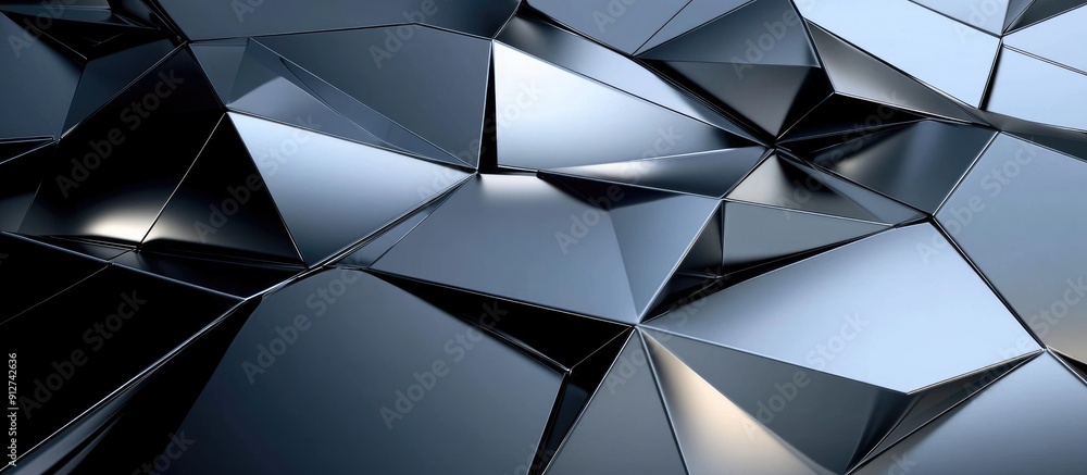 Poster futuristic 3d metallic texture with geometric patterns light and dark reflective surfaces for an abs