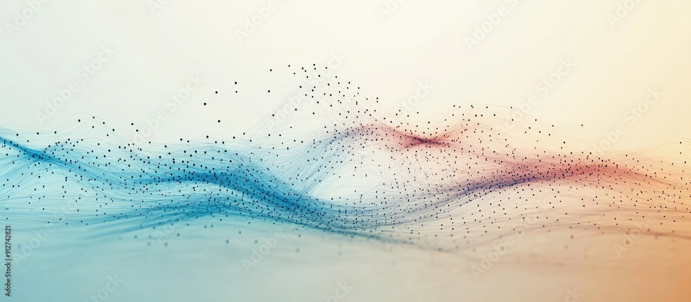 Poster visual representation of statistical data analysis within a grid network on a neutral background con