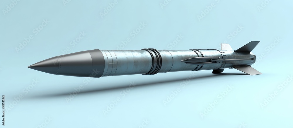 Poster isolated 3d rendering of a missile on a clean background