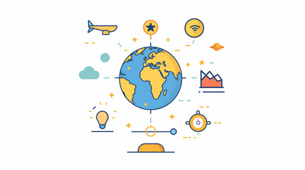 Fototapeta premium Simple line globe icon 