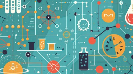 Obraz premium Scientific research process depicted in a dynamic style.