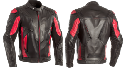 Men's Black and Red Racer Leather Jacket for Riding