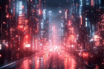 Futuristic AI society, digital metropolis, innovative technology, holographic interfaces