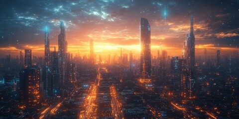 AI urban design, futuristic infrastructure, advanced technology, holographic interfaces