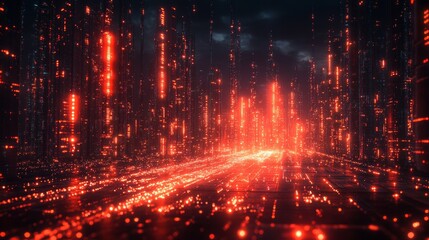 AI urban environment, digital networks, futuristic infrastructure, holographic technology