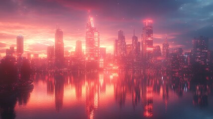 AI-powered urban environment, futuristic city, innovative technology, holographic displays