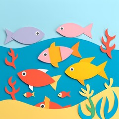 Fototapeta premium background with fishes ,Generative ai