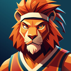 Obraz premium cartoon lion basketball mascot