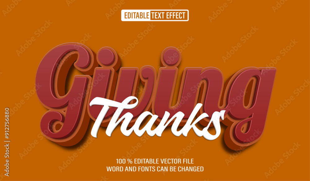 Poster editable 3d text style effect - thanks giving text effect template