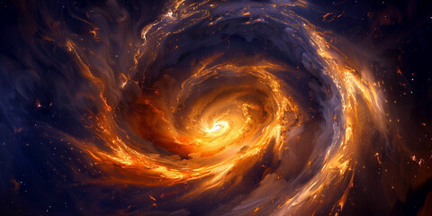Swirling galactic vortex with fiery hues
