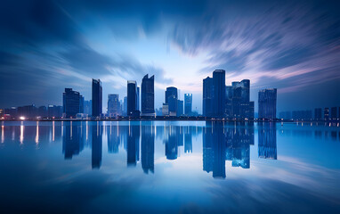 Obraz premium City architecture and water reflections