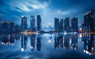 Obraz premium City architecture and water reflections