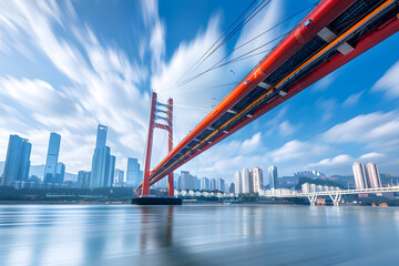 Fototapeta premium Steel bridge in the city