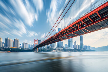 Naklejka premium Steel bridge in the city