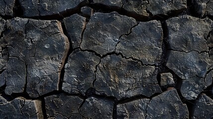 Cracked dark stone with a rugged, natural aesthetic appeal