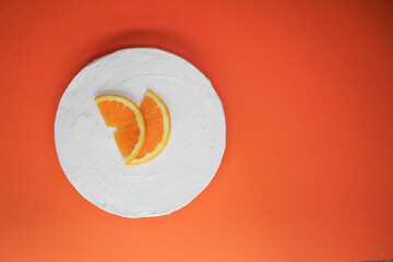 cheesecake on orange background