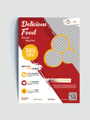 Fast food restaurant business marketing social media post or web banner template design with abstract background, logo and icon. Fresh pizza, burger and pasta online sale promotion flyer or poster.