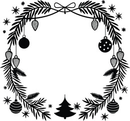 christmas frame illustration black and white