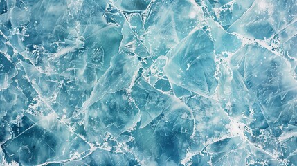 Obraz premium Blue ice surface with various fragmented patterns.