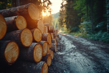 Digital Illustration of Wood Logging