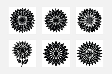 Fototapeta premium Inspiring Sunflower Silhouette Collection for Art Projects 