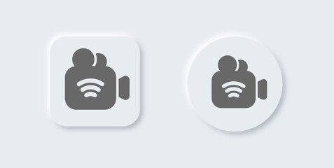 Broadcast solid icon in neomorphic design style. Online signs vector illustration.