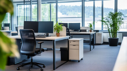 Fototapeta premium Professional workspace with modern furniture and equipment