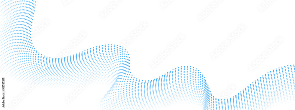 Aufkleber wave of dots and weave lines. abstract background. futuristic dots and weave lines. vector blue dots