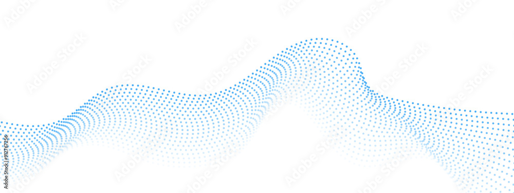 Aufkleber wave of dots and weave lines. abstract background. futuristic dots and weave lines. vector blue dots