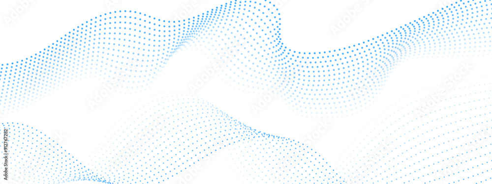 Poster wave of dots and weave lines. abstract background. futuristic dots and weave lines. vector blue dots