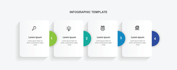 Design template infographic vector element with 4 step process can be used for workflow, business information, presentation, data visualization and web graphic design 