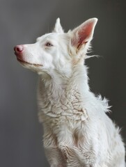 Obraz premium Albino dog. Studio photography of an animal in white color.