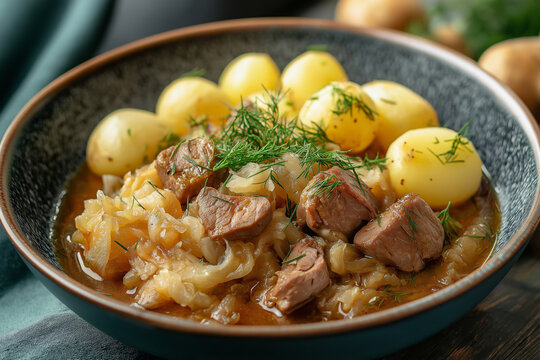 Traditional Estonian Mulgikapsad with Tender Pork and Boiled Potatoes