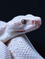Fototapeta premium Albino snake. Studio photography of an animal in white color.