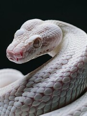 Fototapeta premium Albino snake. Studio photography of an animal in white color.