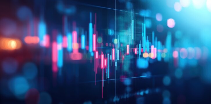 KSS Japanese candlestick chart background with blue colo