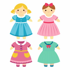 4 set Babydoll Dress art vector