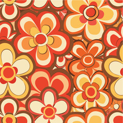 Fototapeta premium Vector of Groovy flowers seamless pattern